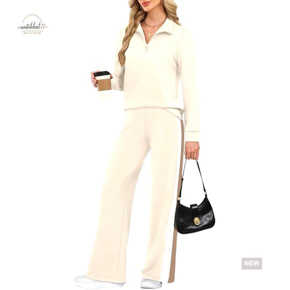 Large Women's 2-Piece Sweatsuit Set Wide Leg Pants Lounge Travel Outfit
